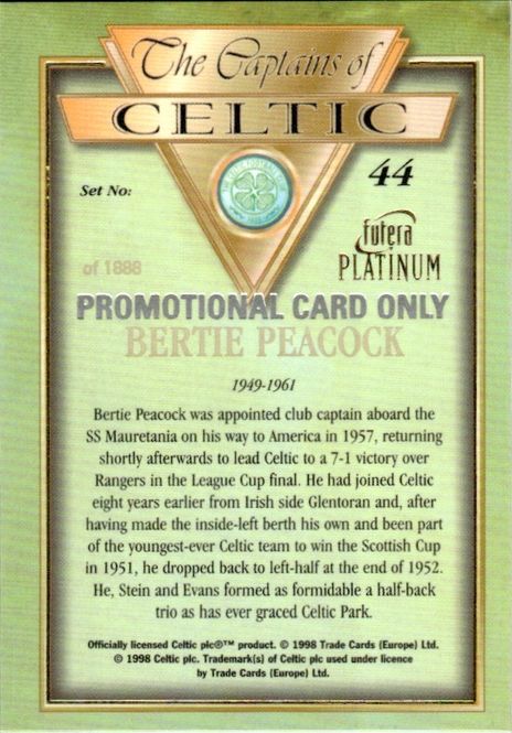 Hovedbilde 1998 Futera Platinum The Captains of Celtic Promo ...