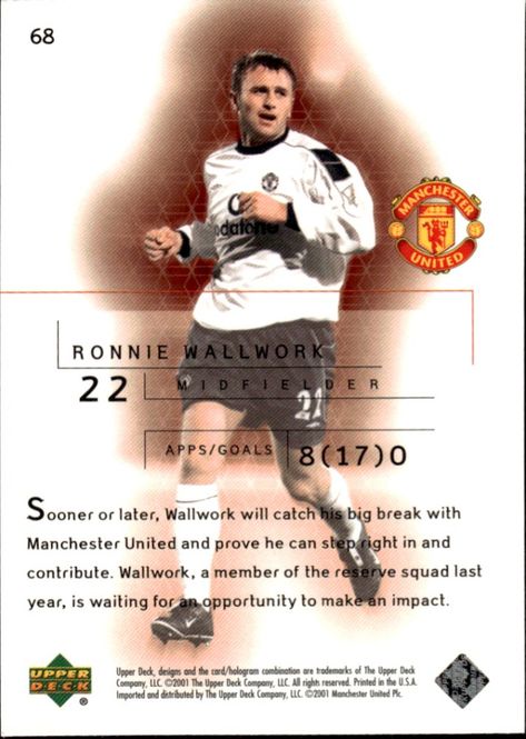 Main Image 2001 Upper Deck Manchester United RONNIE WALLWORK