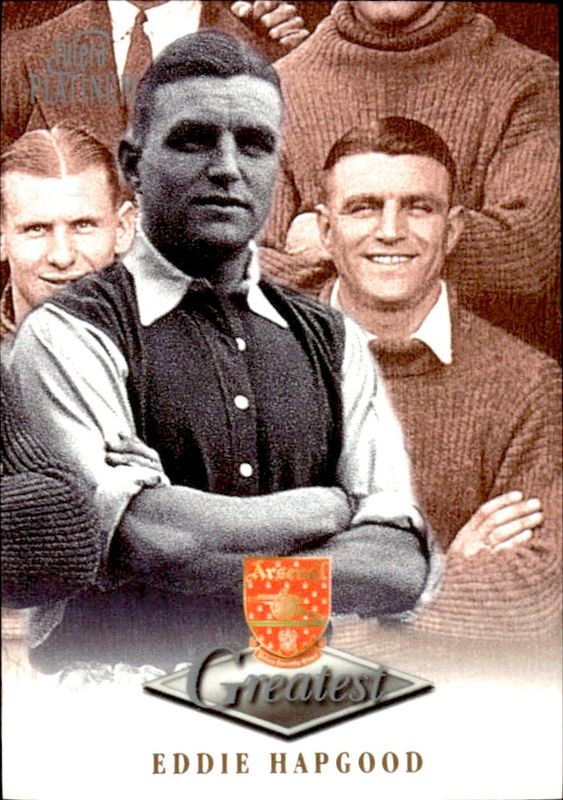 1999 Futera Platinum Arsenal Greatest EDDIE HAPGOOD  22 CARAT GOLD EDGES /250