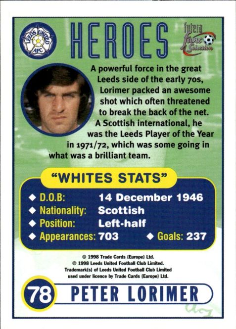 Main Image 1997-98 Futera Fans Selection Leeds United PETER ...