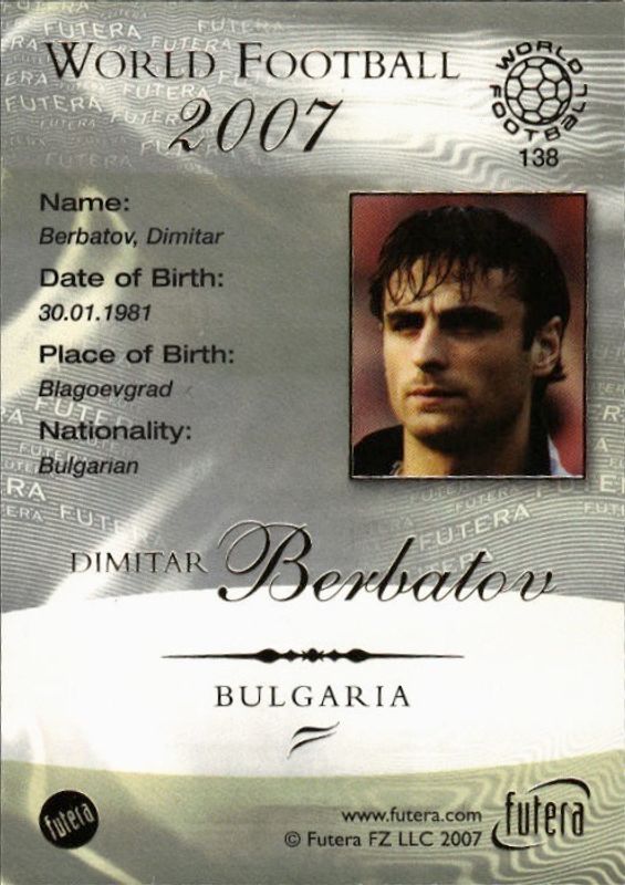 2007 Futera World Football Foil #138 Dimitar Berbatov ON CARD AUTOGRAPH 