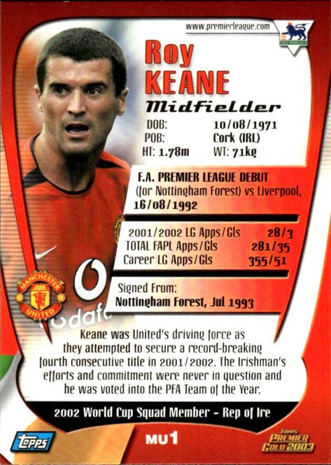 Hovedbilde 2002-03 TOPPS PREMIER GOLD 2003 MU1 [ ROY KEANE ] ...