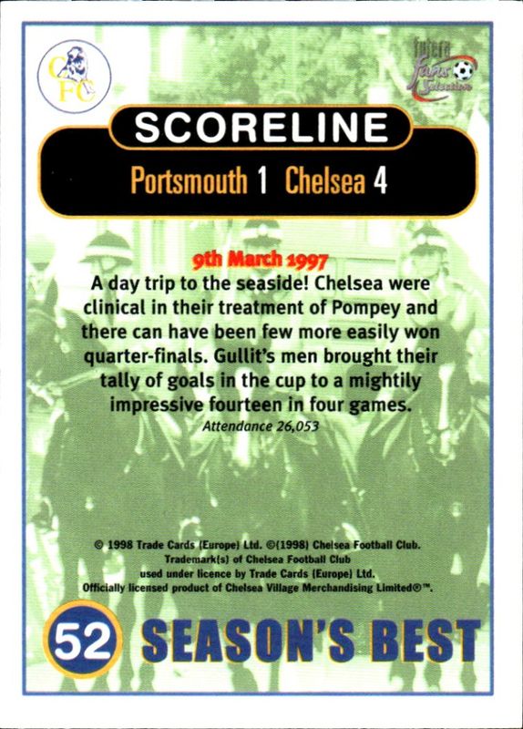 1998 FUTERA FANS SELECTION - SEASON'S BEST - CHELSEA No 52
