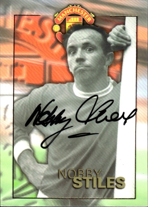 1998 Futera Redemption card Nobby Stiles Manchester United Football Autograph #40/250
