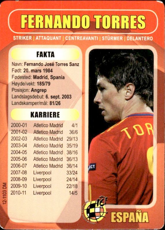 2011 Boing Magazine Norwegian Promos Fernando Torres #A1