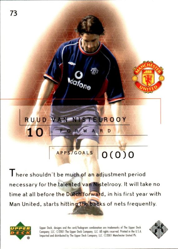 2001-02 Upper Deck Manchester United Premier Power Ruud Van Nistelrooy #73