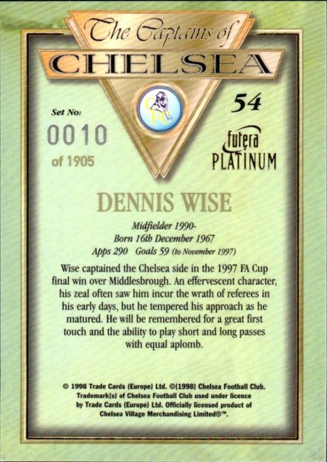 Main Image 1998 Futera Platinum The Captains of Chelsea ...