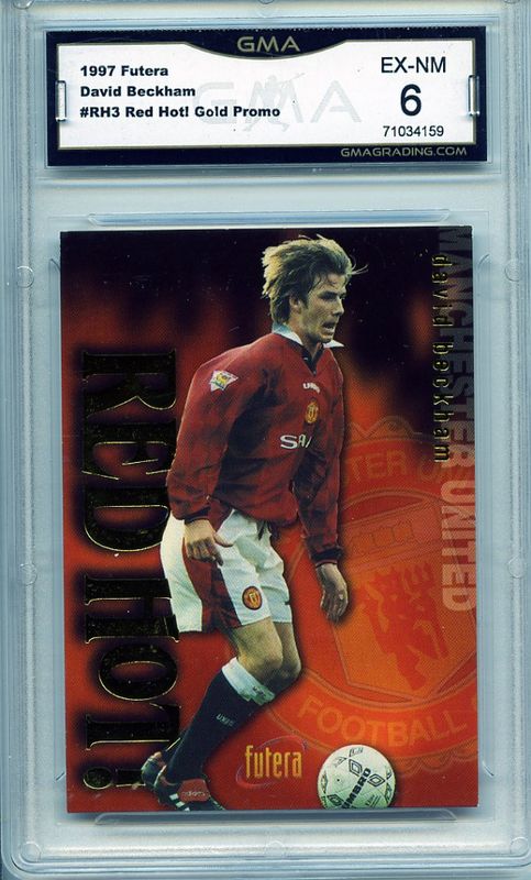 1997 Futera Manchester United Red Hot! Gold Promo /7500 David Beckham GMA 6 