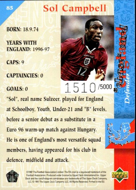 Hovedbilde 1997-98 Upper Deck England Three Lions #1510/5000 ...
