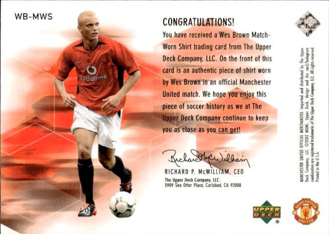 Hovedbilde 2002 UPPER DECK Manchester United Match Worn ...