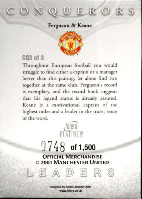 Main Image 2001 Futera Platinum Conquerors Leaders #748 ...