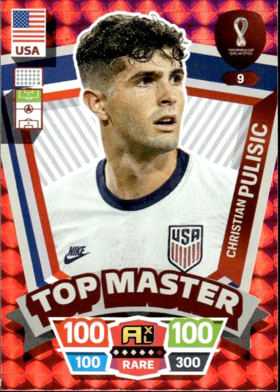 2022 FIFA World Cup Panini Adrenalyn XL Top Master Christian Pulisic USA #9