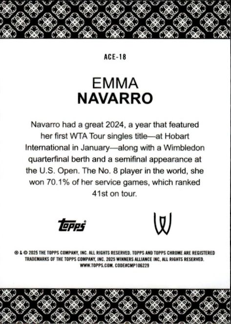 Hovedbilde 2025 Topps Chrome Tennis Aces Emma Navarro ...