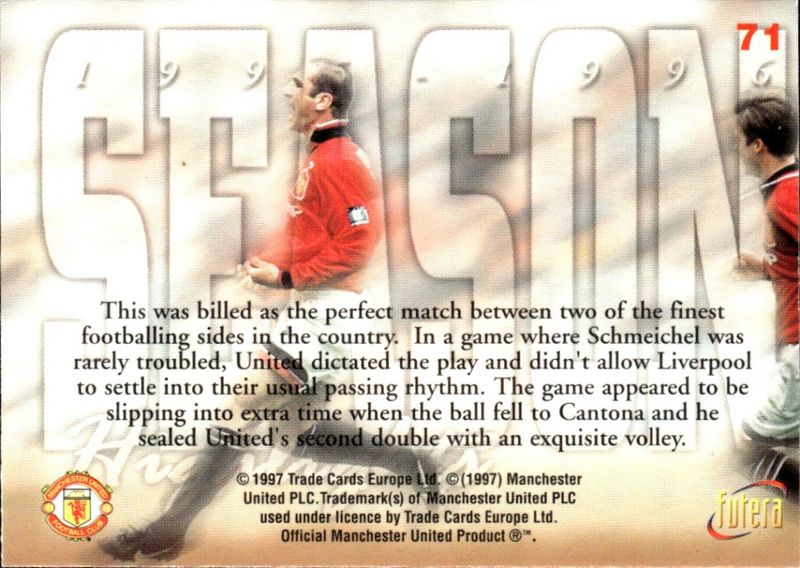 1997 Futera Manchester United FC Season Highlights FA Cup Final Wembley #71