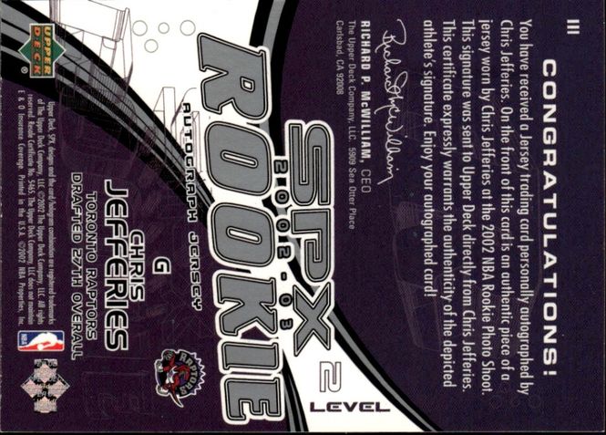 Main Image 2002-03 SPx SPx Rookie Level 2 1526/1999 Chris ...