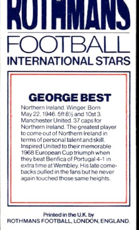 1984 Rothmans Football International Stars George Best 