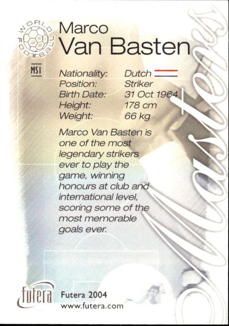 Hovedbilde 2004 Futera World Football Masters Marco Van ...