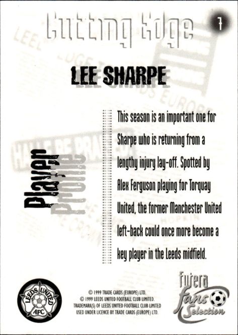 Main Image Lee Sharpe #CE7 Leeds Utd Fans Selection 1999 ...