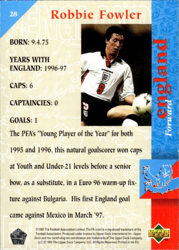 1997-98 Upper Deck England the squad Robbie Fowler #28