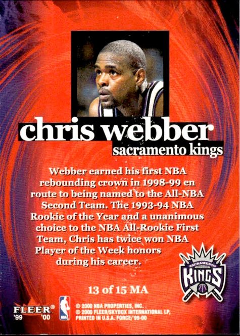 Main Image 1999-00 Fleer Force Chris Webber Mission ...