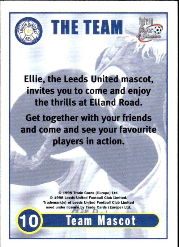 futera fans selection 1998 leeds the team mascot #10 
