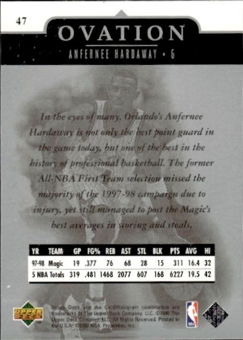 Main Image 1998-99 Upper Deck Ovation - Anfernee Hardaway ...