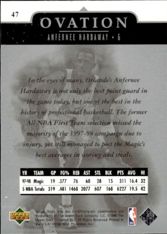 1998-99 Upper Deck Ovation - Anfernee Hardaway #47