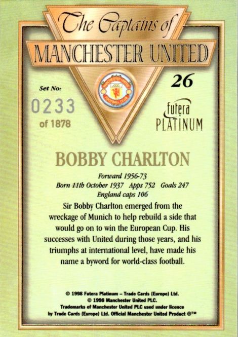Main Image 1998 futera the captains of manchester united sir ...