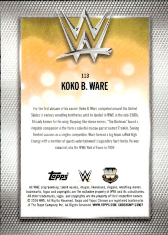 2026 Topps Chrome WWE #113 Koko B. Ware Negative Refractor
