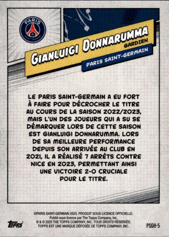 2023 Topps PSG Topps Gianluigi PSGH-5 GREEN Paris Saint-Germain #224/399
