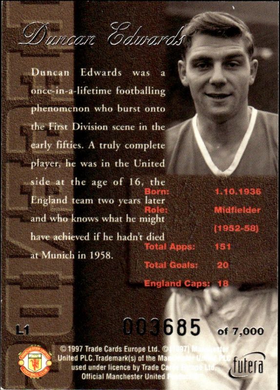 DUNCAN EDWARDS Legends L1 Silver #3685/7000