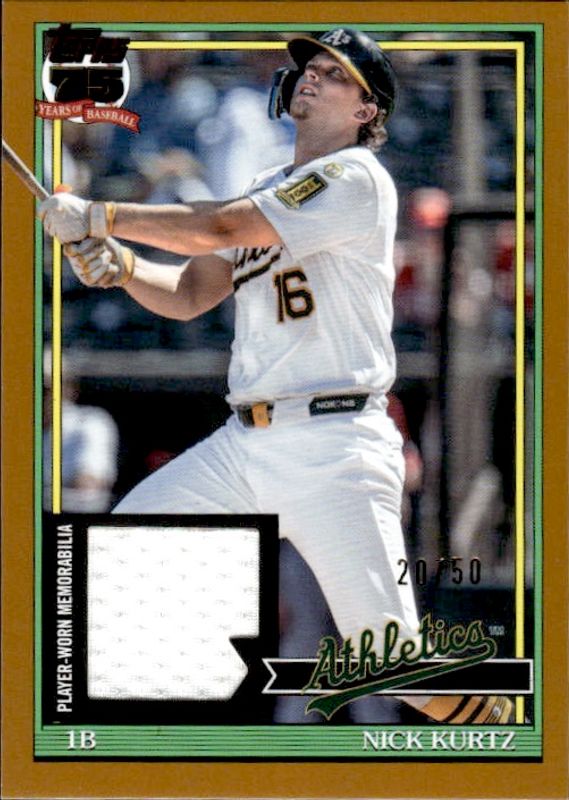 2026 Topps Series 2 Nick Kurtz Gold Relic #20/50, 1991 Topps Design 