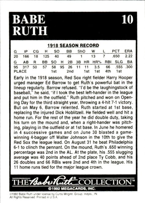 Hovedbilde 1992 The Babe Ruth Collection # 10 Year in Review