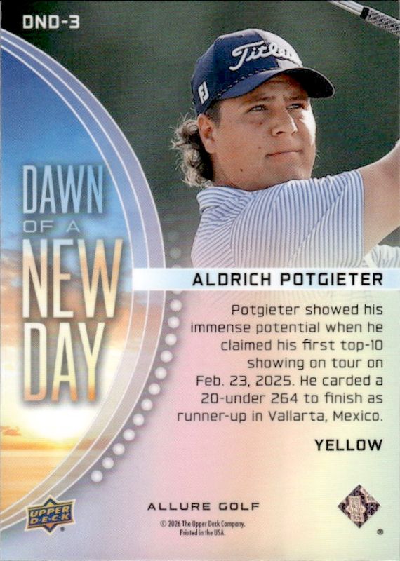 2026 Upper Deck Allure Yellow Dawn of a New Day Aldrich Potgieter