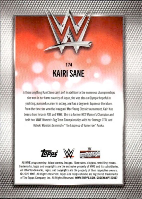 KAIRI SANE Magenta REFRACTO5 /399 2026 Topps Chrome WWE