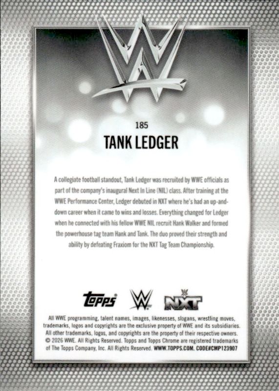 TANK LEDGER - SP PRISM #185 - 2026 Topps Chrome WWE WWF silver