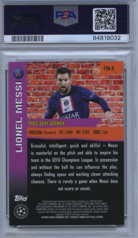 2022-23 Finest UCC Lionel Messi PSA 10 The Man Purple Refractor #204/299
