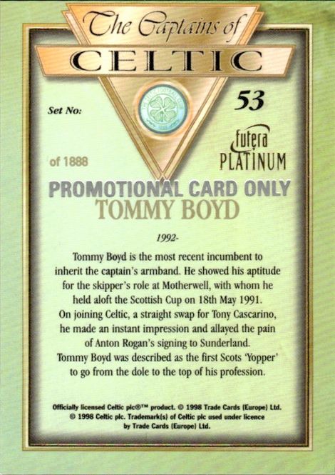 Hovedbilde 1998 Futera Platinum The Captains of Celtic Promo ...