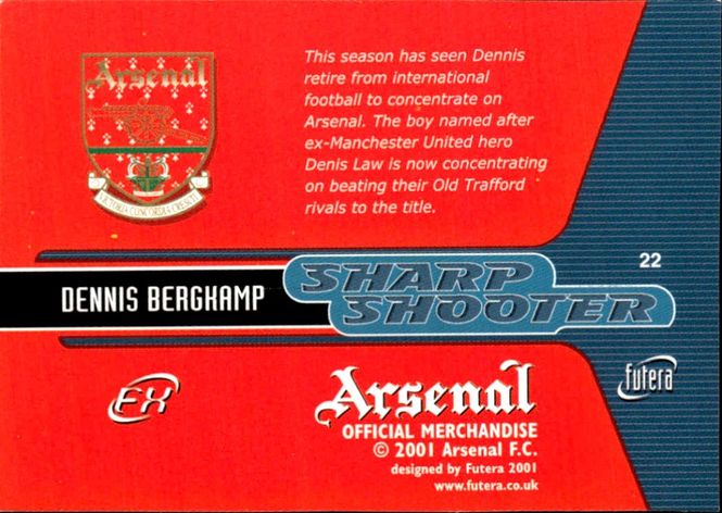 Hovedbilde 2001 Futera Arsenal FX Sharp Shooter Dennis ...