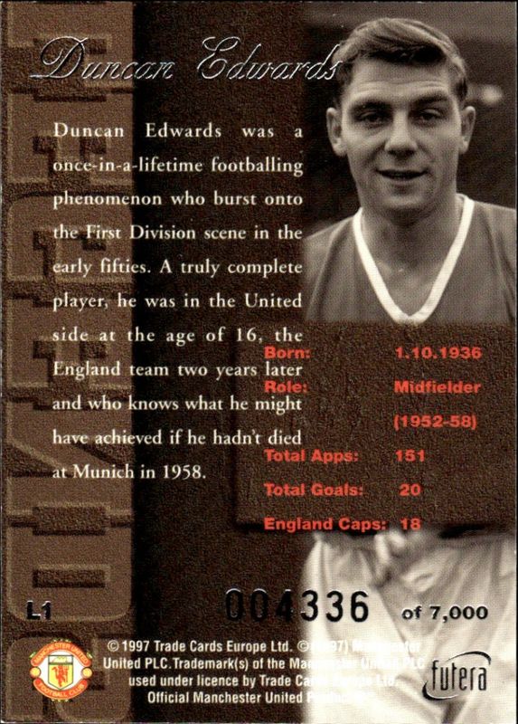 DUNCAN EDWARDS Legends L1 Silver #4336/7000