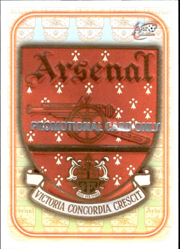 futera fans selection 1997 ARSENAL TEAM BADGE EMBLEM SHIELD PROMOTIONAL CARD ONLY