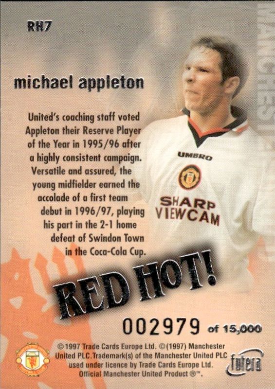 Michael Appleton RED HOT 97 SILVER RH7 #2979/15000