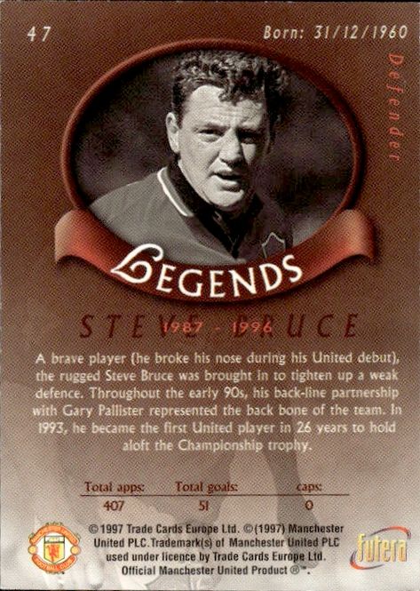 Main Image FUTERA-MANCHESTER UNITED 1997- #047-LEGENDS-STEVE ...