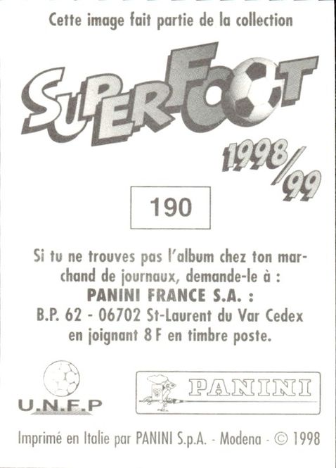 Hovedbilde Panini Superfoot 1998/99 1999 France Zinedine ...