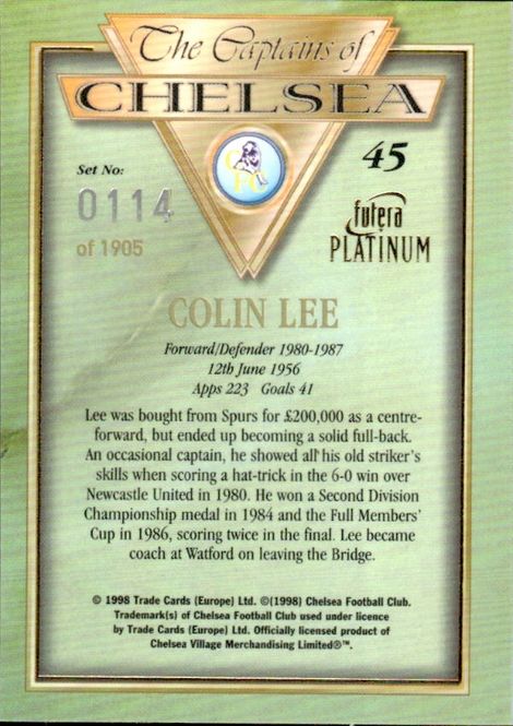 Main Image 1998 Futera Platinum The Captains of Chelsea ...