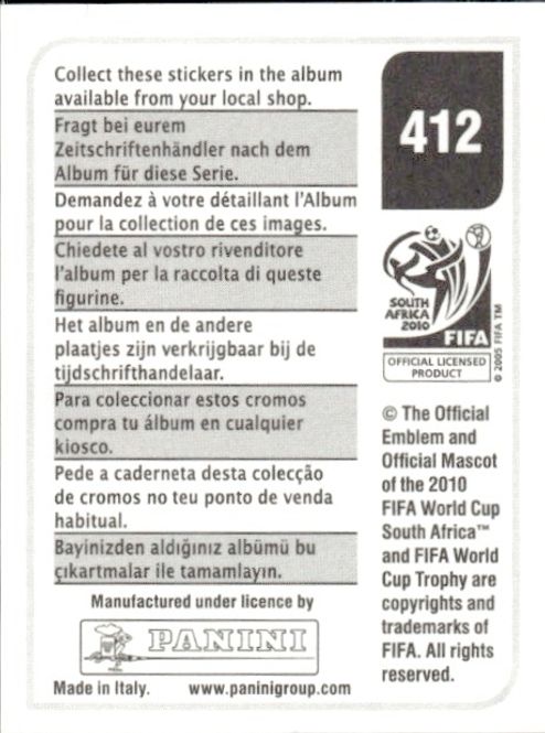 Hovedbilde Panini World Cup 2010 - # 412 - GIANLUIGI BUFFON ...
