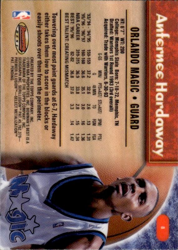 1998-99 Bowman's Best - Anfernee Hardaway #8 