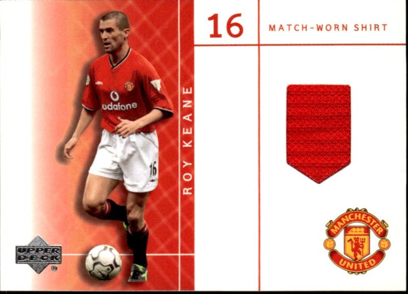 MANCHESTER UNITED UPPER DECK 2001 ROY KEANE MATCH WORN SHIRT CARD LEGEND