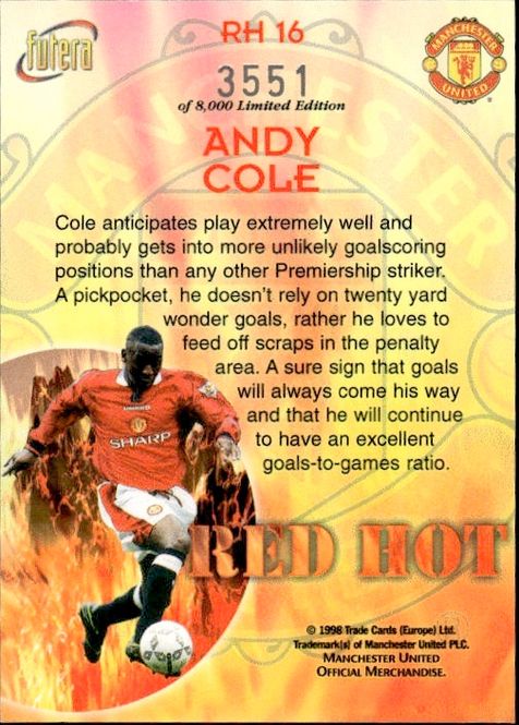 Main Image Andy Cole Red Hot 98 RH16 #3551/8000