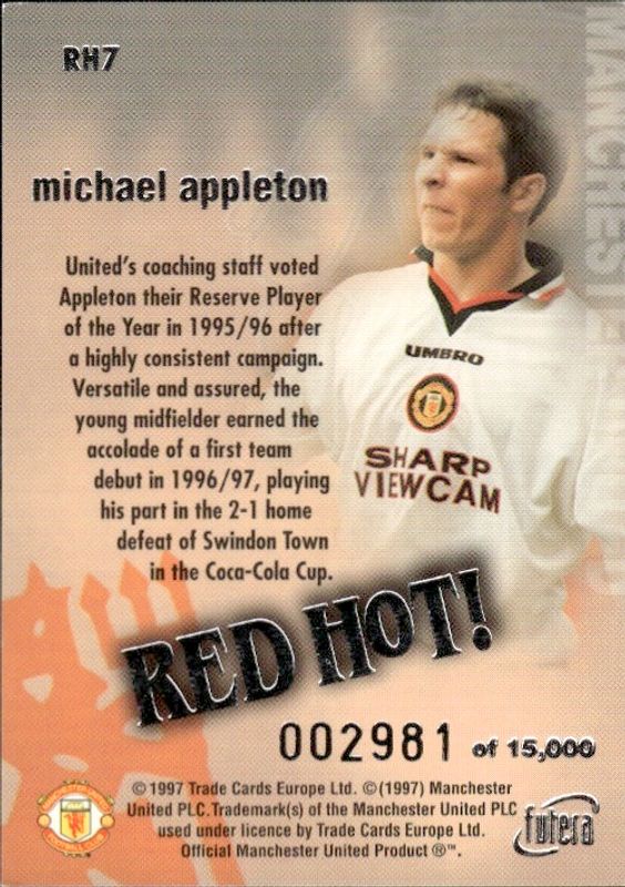 Michael Appleton RED HOT 97 SILVER RH7 #2981/15000